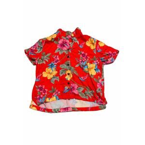 Caribbean Joe Tropical Floral Button-Up Top – Size L